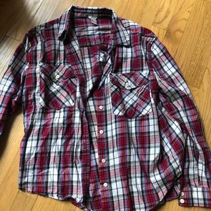 Multi color flannel light button down blouse